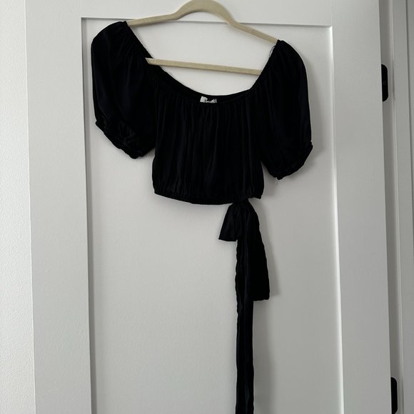 Black Summer Fun Crop Top & Midi Skirt Two Piece Set (L) - Picture 2 of 6